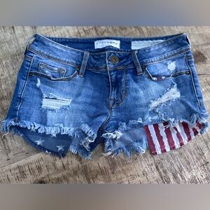Bullhead Blue Distressed Denim Cutoff Shorts